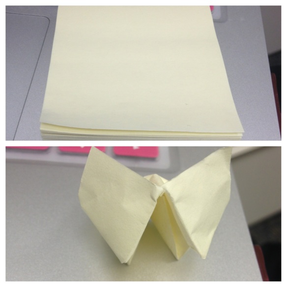 Fold a piece of origami using a standard Post-It note.